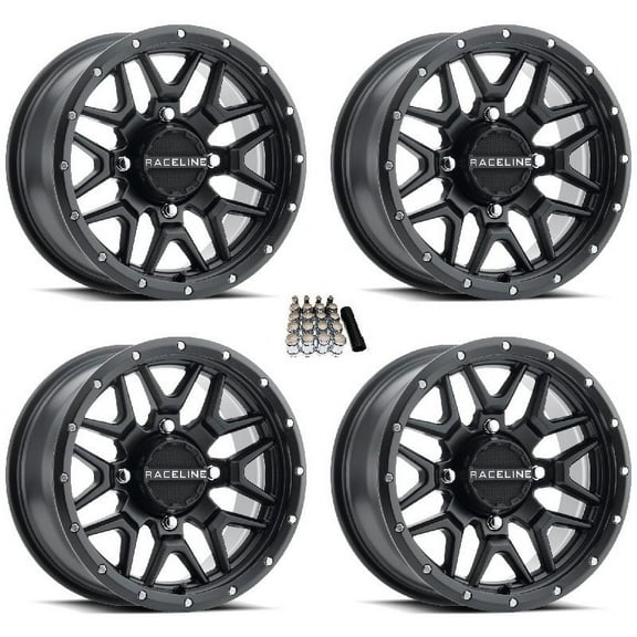 Raceline Krank 14" Wheels/Rims Black 38mm/10mm Honda Talon