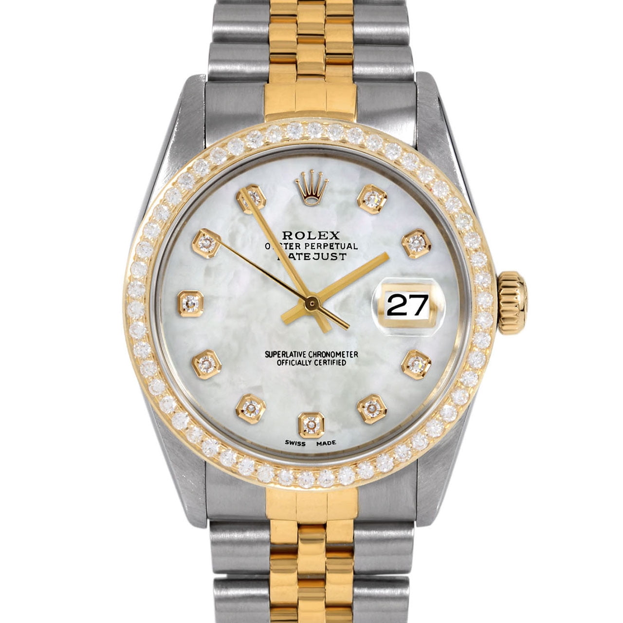 Pre-Owned Rolex 16013 Men's 36mm Datejust Wristwatch Mother of Pearl ...