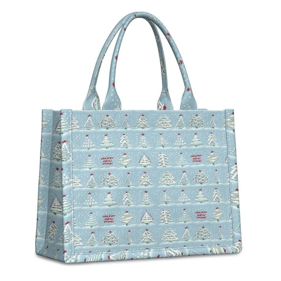 Large Capacity Tote Bag,Blue Christmas Tree Pattern Handbag Fashion Luxury Tote Bag,15.7"x13"x 5.1" Inches,Laptop Compatible