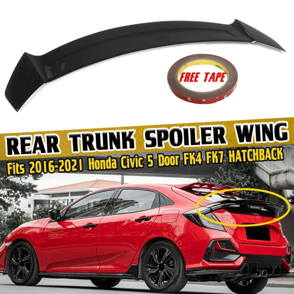 For 2016-2021 HondaCivic 5 Door FK4 FK7 HATCHBACK Glossy Black Rear Trunk Spoiler Wing