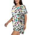thumbnail image 2 of Bixox Women's Dinosaur Printed Pajama Set 2 Piece Lounge Set Top and Shorts Soft Pajamas, Shorts with Pockets, 2 of 7