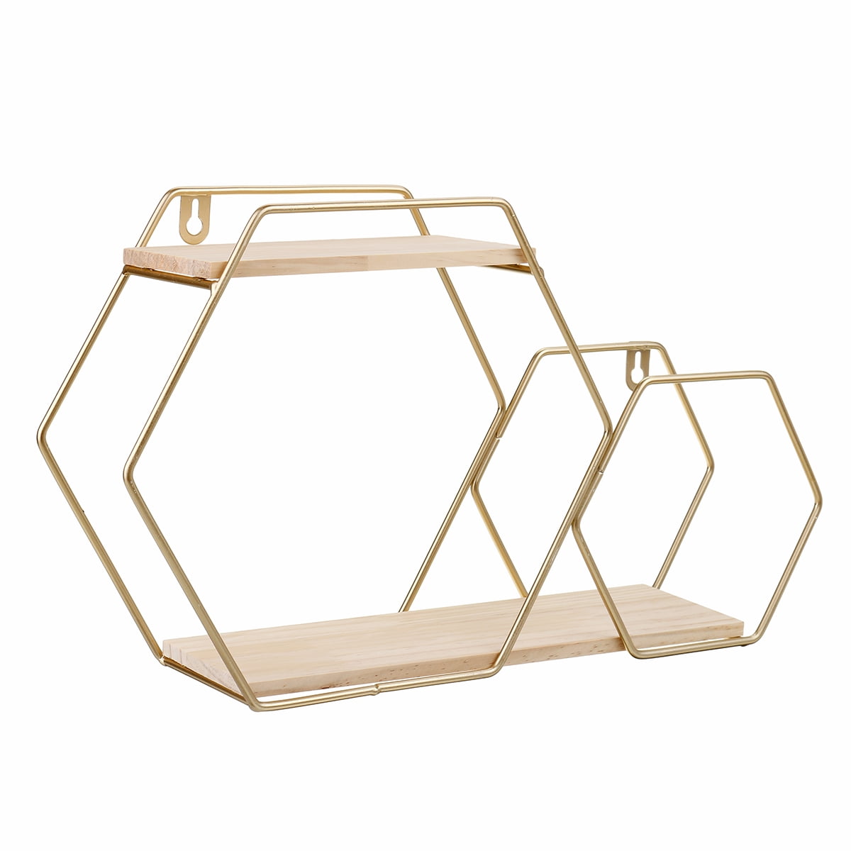 Stoneway Gold / Black Industrial Vintage Iron and Wood Wall Shelf