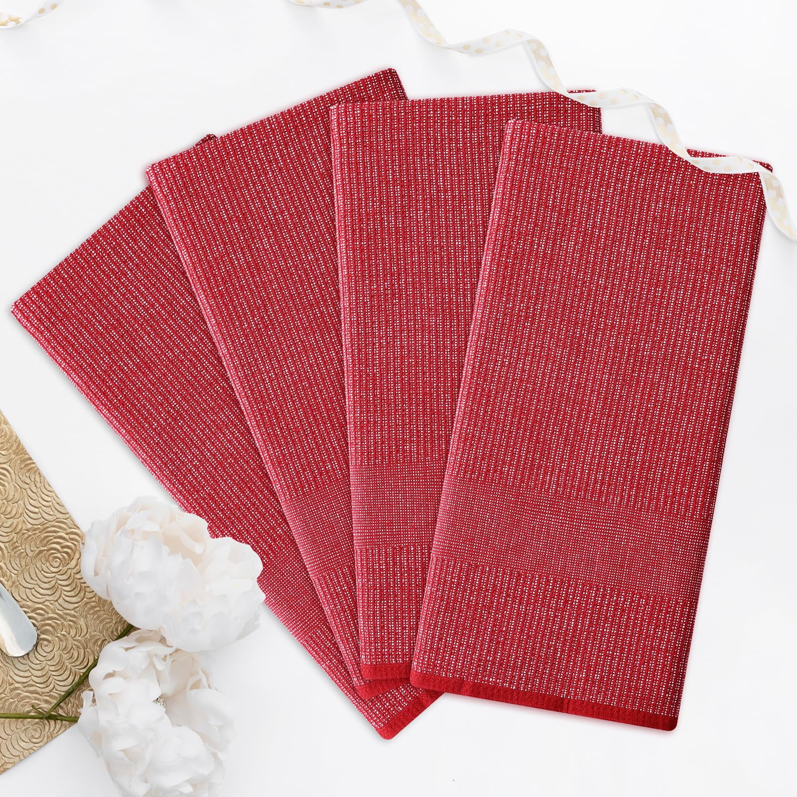 decorUhome Premium Kitchen Towels(18"x 28", 6 Pack), Large Cotton Kitchen Hand Towels, Red