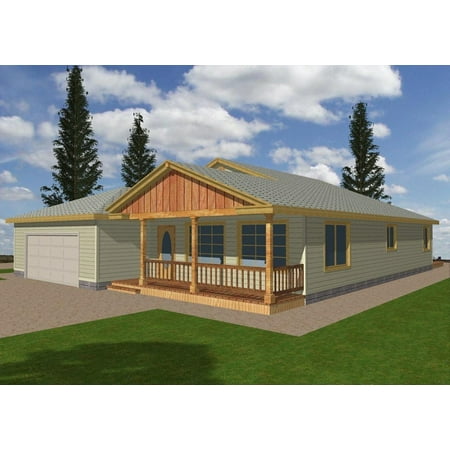 001-2033: ICF Ranch 3 Bed, 2 Bath Luxury Home Plan, 1968 Sq Ft: Full Blueprints with License to Build by Home Plan Marketplace - Lesuto