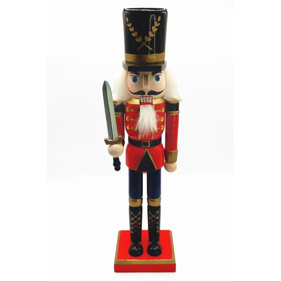 Wizardi Classic Wooden Festive Decoration - Christmas Nutcracker the Swordsman F07M14-39-N01365B