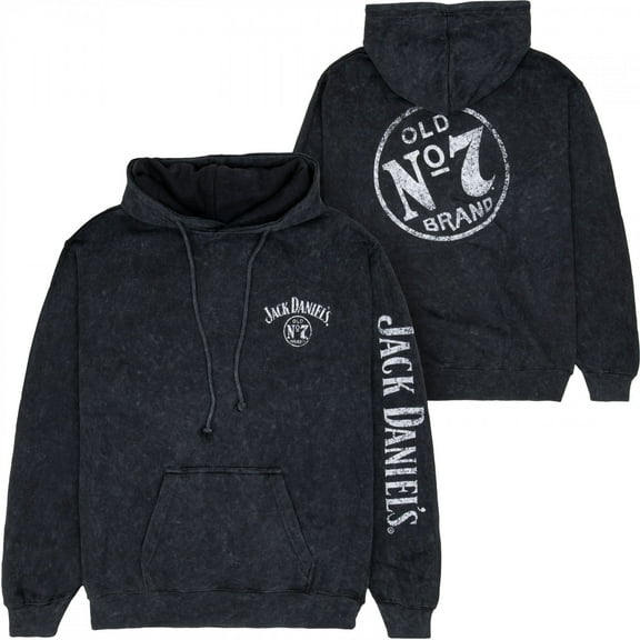 Changes Jack Daniel's No. 7 Mineral Wash Front and Back Print Pull-Over Hoodie Large