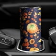 thumbnail image 3 of 20oz Fall Pumpkins Leaves Pattern Skinny Tumblers Stainless Steel Tumbler with Lid and Straw,Vacuum Insulated Double Wall Travel Tumbler Cups with Cleaning Brush for Coffee,Tea, 3 of 6