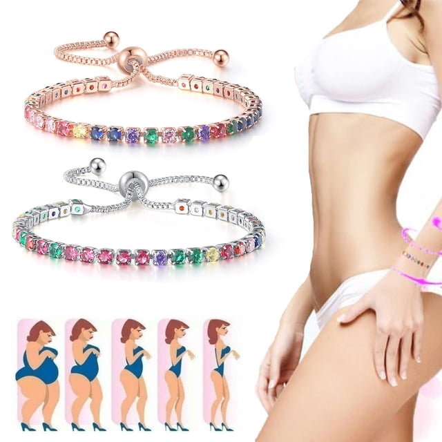 Fiudx Pulsera Iónica, Joyería de Circón Antiestrés, Accesorio Ajustable con Diamantes, Cristal para El Brazo Que Estimula El Metabolismo, Regalo para Ocasiones Especiales de Uso Diario, Elegante Decl