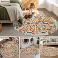 thumbnail image 5 of Small Round Rug 3Ft Washable Non-Slip, Boho Beige Flowers Circle Area Rugs for Living Room Bedroom, Spring Abstract Watercolor Floral Leaf Indoor Floor Mats Carpet Runner for Home Decor, 5 of 8