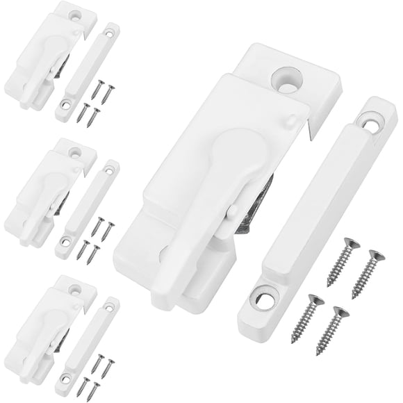 EcoNesxp Pack of Window Latch Replacement Sash Lock White Screw Hole Spacing 5 Inch 14mm/0mm For Burglary Prevention Suitable for Vinyl Single or Double and Vertical or Horizontal Sliding Windows 4 P