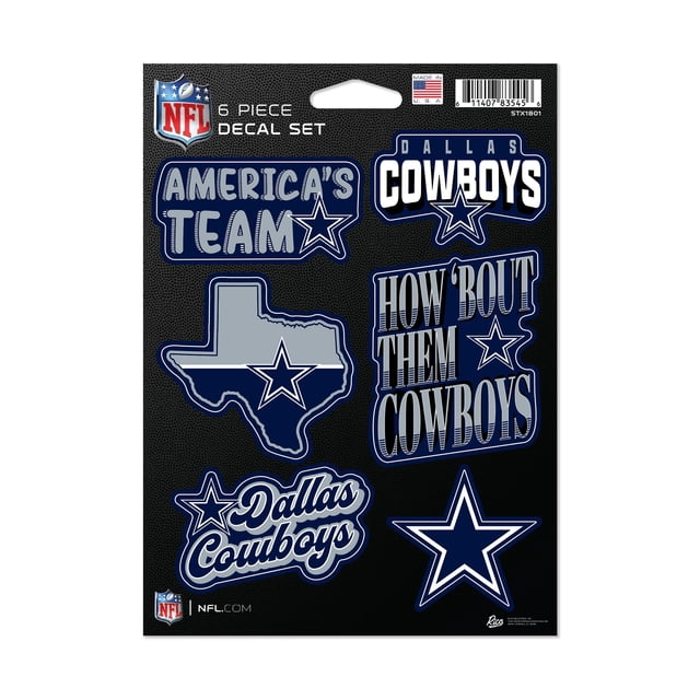 Rico Industries NFL Football Dallas Cowboys Juego de calcomanías de 6 piezas