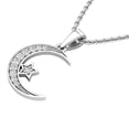 thumbnail image 2 of Dazzlingrock Collection Round White Diamond Half-Moon & Star Pendant with 18 Inch Silver Chain for Women (0.15 ctw, Color I-J, Clarity I1-I2) in 18K White Gold, 2 of 6