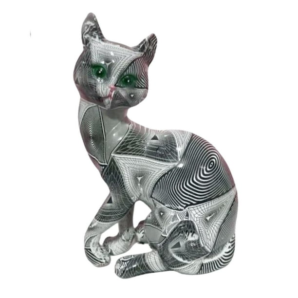 Estatua de gato con grafiti de resina, decoración de estantes, colección de escritorio para dormitorio, bonita Estilo B