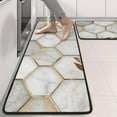 thumbnail image 2 of Kitchen Rugs Sets Of 2,White Gray Gold Leaf Marble Pattern Anti Fatigue Kitchen Mat Rugs Non Slip Washable,Decorative Kitchen Floor Mats for Kitchen,Sink,Laundry,17"x47"+17"x47", 2 of 5