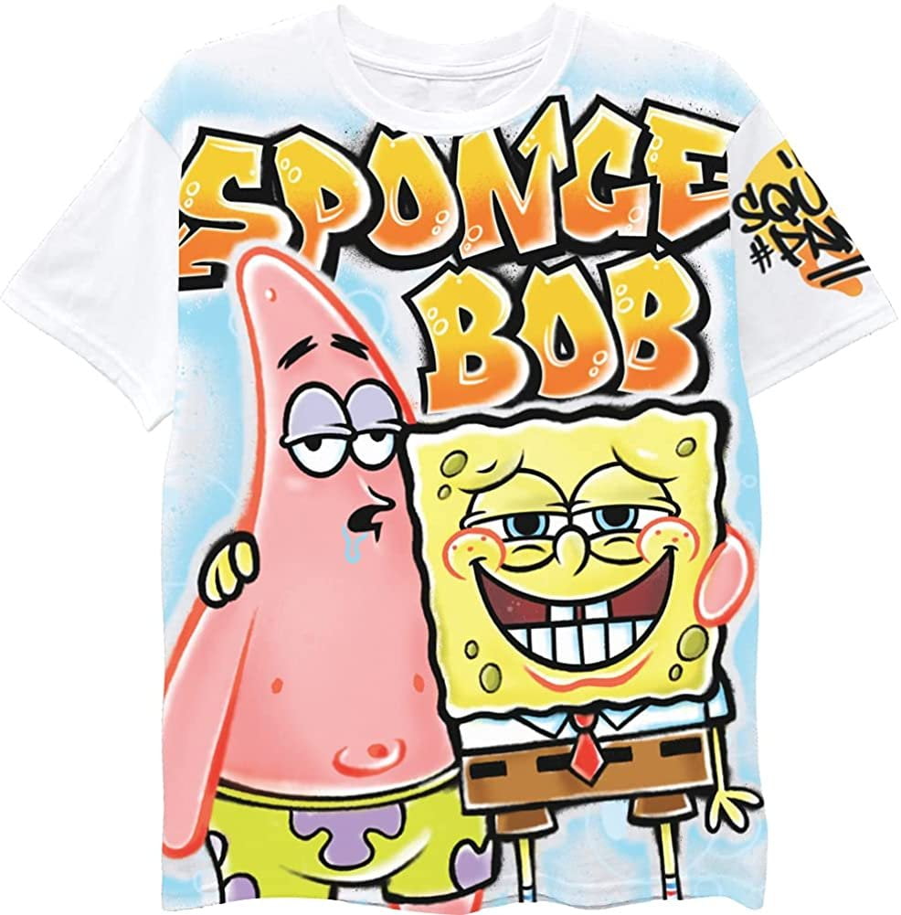 SpongeBob SquarePants Boys Short Sleeve TShirt Air Brushed Spongebob