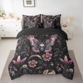 thumbnail image 2 of Homewish Hippie Moth Skeleton Bedding Comforter Set 7 Pieces, Western Rustic Animal Full Bedding Set, Jungle Plant Botanical Reversible Fitted Sheet Flat Sheet, Lightweight Room Decor, 2 of 7
