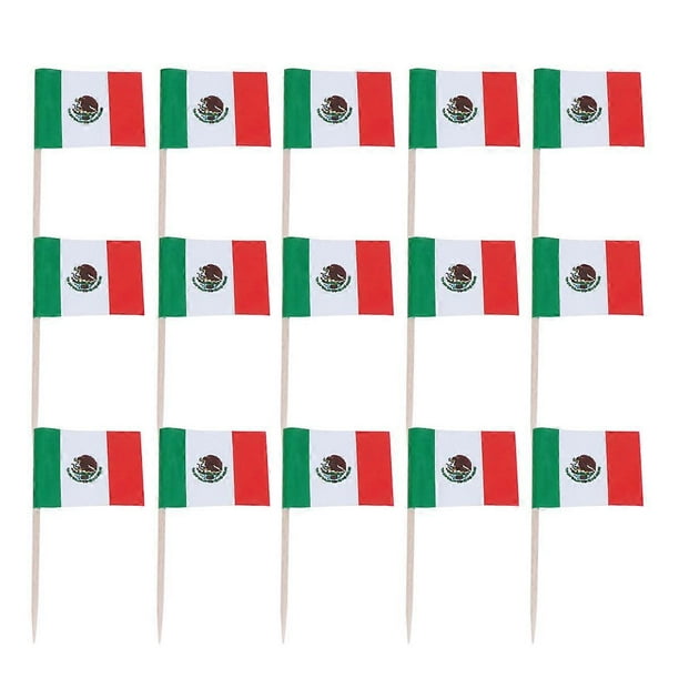 100pcs Mexico National Flag Design Cake Toppers Creative Cake Fruit Picks Cupcake Insert Decor Toothpick Party Supplies