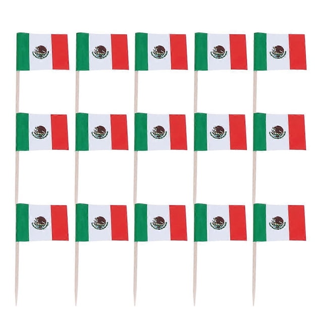 100pcs Mexico National Flag Design Cake Toppers Creative Cake Fruit Picks Cupcake Insert Decor Toothpick Party Supplies
