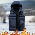 thumbnail image 2 of GHSOHS Mens Winter Coats Lightweight Jackets Sleeveless Vest Keep Warm Padded Cargo Coat Fashion Hooded Zipper Vest Outerwear Dark Blue 3XL, 2 of 4
