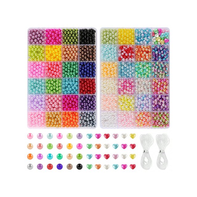 2375pcs 6mm Pearl Loose Beads Jewelry Making Kit With Spacer Beads, Straight Hole Faux Pearl Diy Bracelet, Earring, Necklace Material Jewelry Accessories