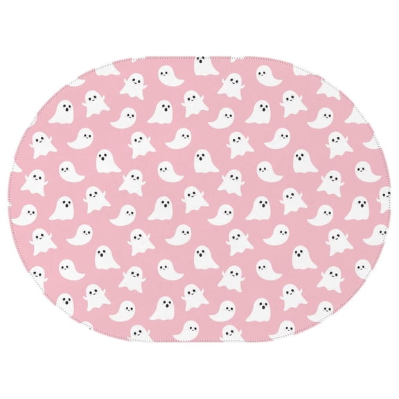 Halloween Ghosts Cute Spooky Table Cloth, Water Resistant Tablecloth Wrinkle Free Table Covers for Dining Room Parties Holiday Dinner, Oval Tabletop Cover Kitchen 54x72 Inch