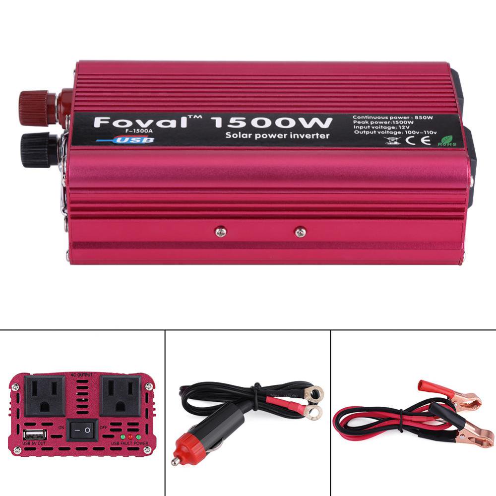 1500W DC 12V to AC 110V Power Inverter Converter W/ Dual