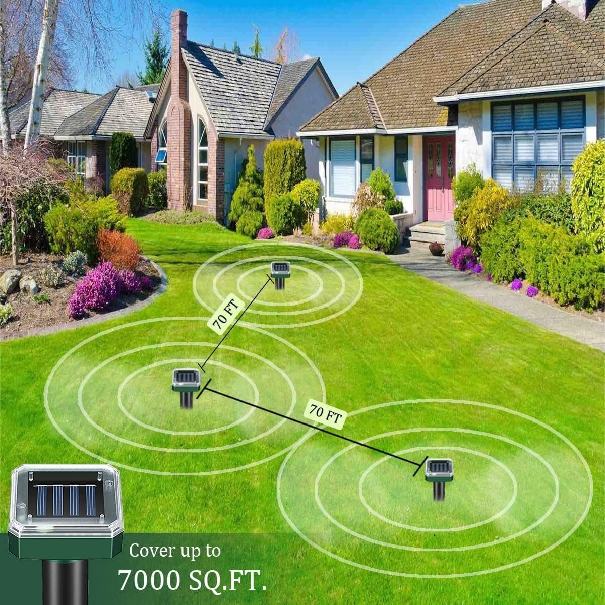 8 Pack Mole Repellent Solar Powered, Ultrasonic Pest Repeller Outdoor for Lawns & Gardens, Chipmunk, Gopher, Snake Deterrent, Deer Repellent Devices, Weatherproof, Dark Green