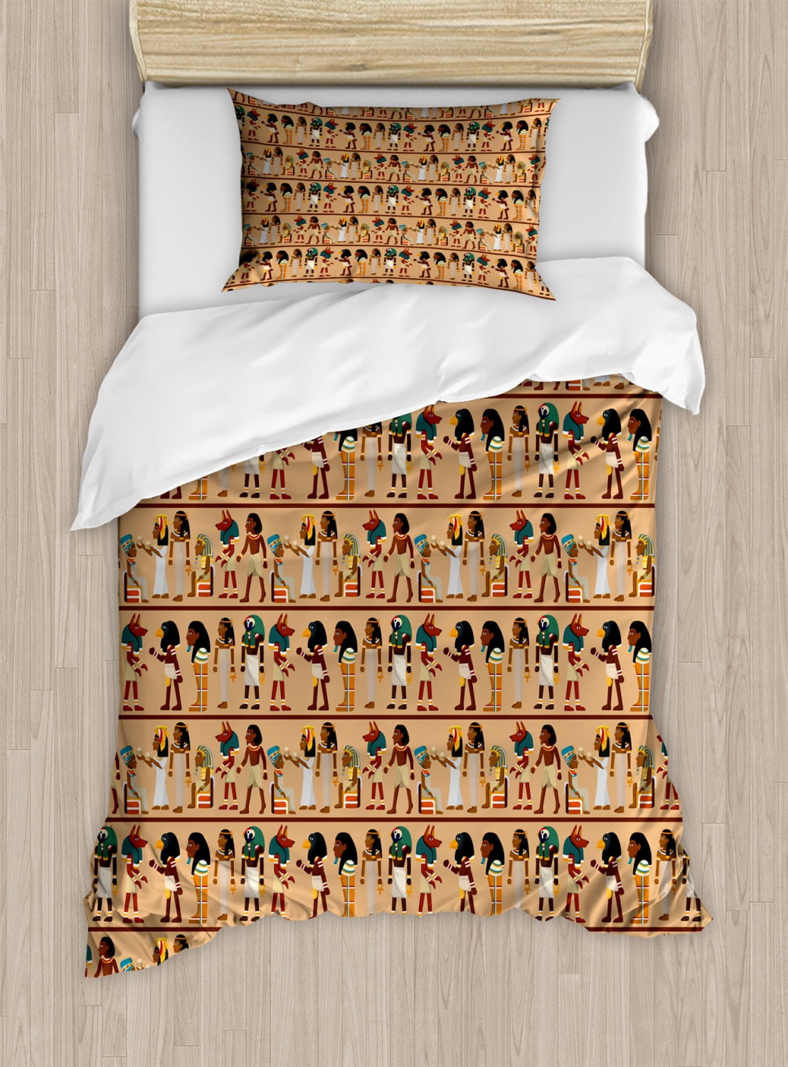 Egyptian Duvet Cover Set Twin Size, Egyptology Theme Mythological