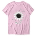 thumbnail image 4 of Women's Floral Printed Tops Crewneck Short Sleeve Summer Cotton Tshirts Loose Fit T Shirts Plus Size S-3X Casual Tees (XL, Pink 01), 4 of 4