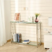 Surmoby Narrow Console Tables for Entryway Silver Glass Console Table Sofa Tables for Hallyway, Living Room