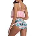 thumbnail image 5 of Fangasis Women Beachwear Two Piece Swimwear Floral Print Swimsuit Ladies Push Up Swim Bikini Sets Wire-free Drifting Swimming Suit Pink Green M, 5 of 7