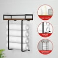 thumbnail image 3 of Nvzi bathroom wall mounted towel rack, metal towel rack with wooden frame, used for folding large towels, towel storage for small bathroom organizer decoration or RV camping, black, 3 of 4