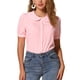 thumbnail image 1 of INSPIRAR CHIC Blusa de mujer con cuello Peter Pan en contraste, manga corta abullonada, camisa de cuadros, color rosa, 1 of 6