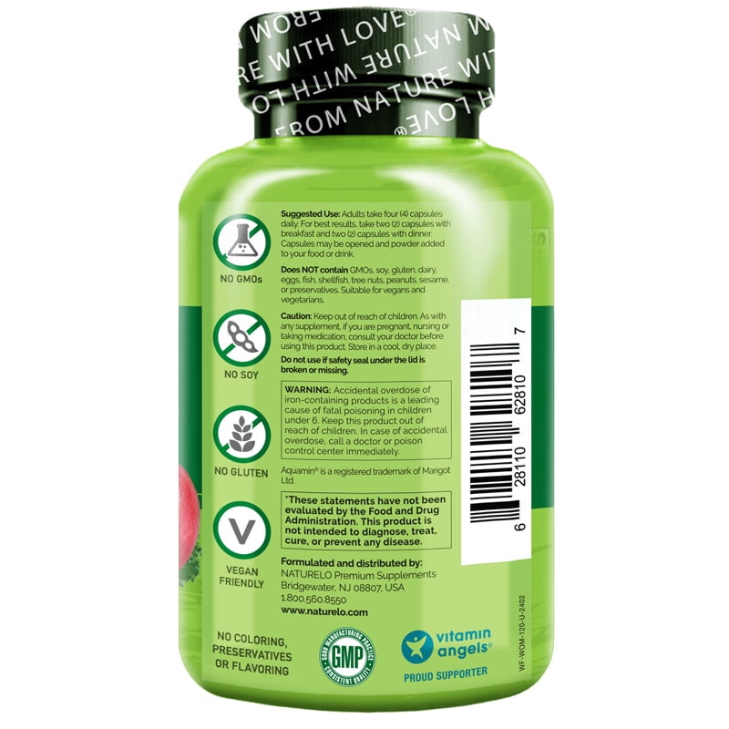 NATURELO Whole Food Multivitamin for Women - with Vitamins, Minerals, & Organic Extracts - Supplement for Energy and Heart Health - Non GMO - 120 Vegan Capsules