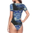 thumbnail image 4 of Easygdp The Starry Night Women's One-Piece Swimsuit Slim Fit Crew Neck Bodysuit Athletic Swimwear with Concealed Buckle - Medium, 4 of 9