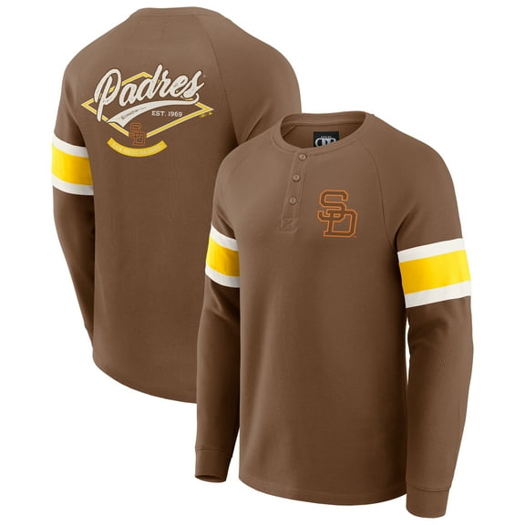 Men's Darius Rucker Collection by Fanatics Brown San Diego Padres Waffle-Knit Raglan Long Sleeve Henley T-Shirt