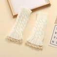 thumbnail image 5 of AWZXDE Knitted Mittens Lace Casual Fingerless Half Gloves for Women - Stylish and Versatile Knit Solid Gloves White,A, 5 of 7