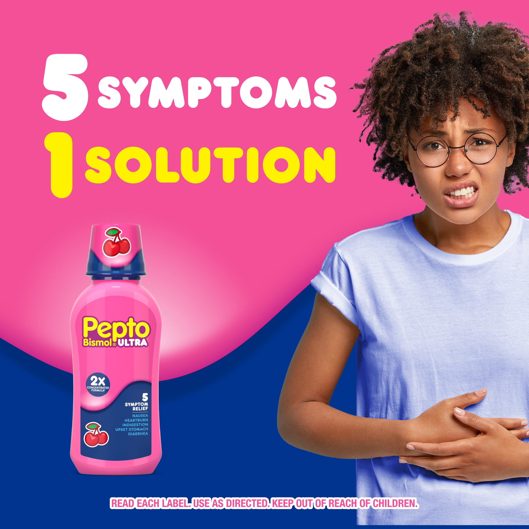 Pepto Bismol ULTRA Liquid, Upset Stomach Relief, Anti-Diarrheal, Cherry, 12 Fl oz
