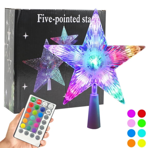 7.2 Inch Lighted Christmas Tree Topper with Remote Control, Classic Star Tree Topper Light for Christmas Tree Decorations Christmas Ornaments (Multicolor)