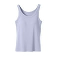 thumbnail image 4 of VV AVEORS Women's Shelf Bra Tank Top Wide Strap Ribbed Camisole Summer Crew Neck Basic Underwear Light Purple S, 4 of 7