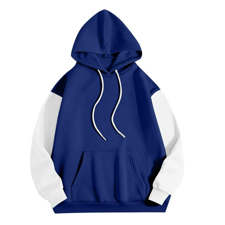 Sweat-shirt à capuche à poche kangourou à blocs de couleurs