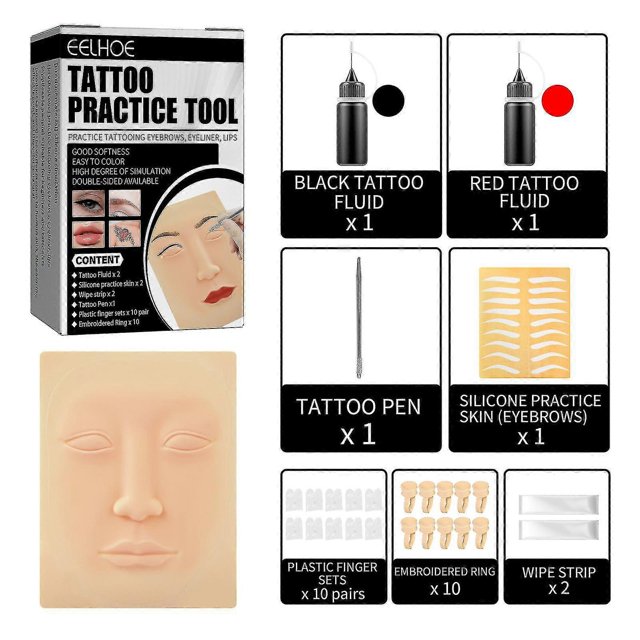 Nuevo: herramienta de práctica de tatuajes, delineador de cejas, labios, tatuaje para principiantes, simulación de toallitas, juego de cuero