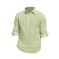thumbnail image 4 of Npasoilc Chemise Tops for Men Cotton Linen Long Sleeve 1/3 Button Up Turn Down Collar T-Shirts Breathable Lapel Beach Shirts Daily Casual Loose Blouse Tops, 4 of 5