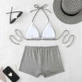 thumbnail image 6 of 2 Piece Swimsuit for Women, Two Piece Swimsuit for Women, 2 Piece Bathing Suits for Women, Women's Gingham Plaid Swimsuits Bow Triangle Halter Shorts Bottoms Bikini Sets Bathing Suit, Gray M, 6 of 8