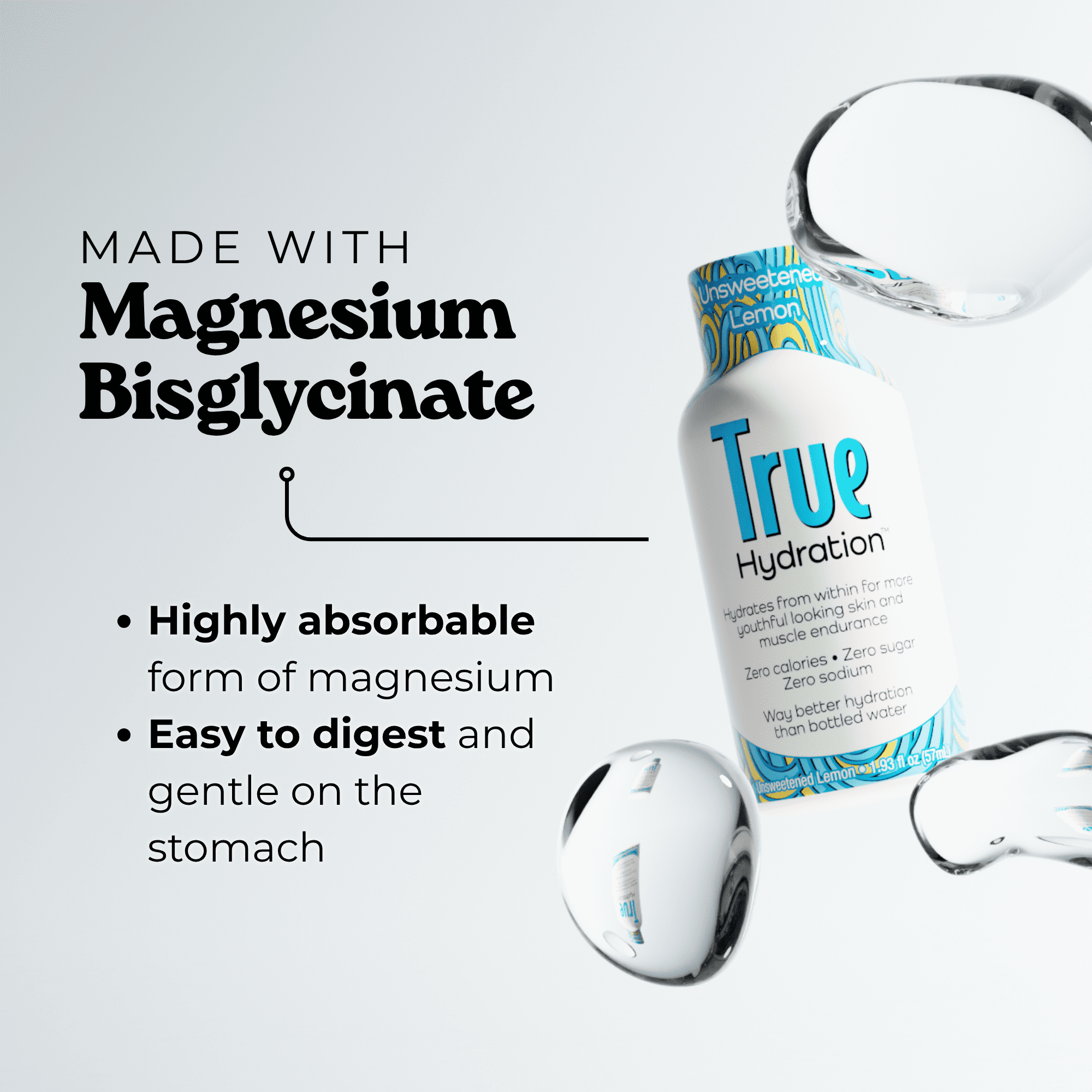 True Hydration Shots Unsweetened Lemon Water – 12 Pack of 1.93 fl oz – Electrolytes – Amino Acids – Zero Sugar – Zero Sodium – Vegan – Gluten-Free