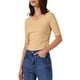 thumbnail image 4 of Camiseta básica casual de mujer con cuello en V, de manga corta, elástica y ligera, talla L, color albaricoque, 4 of 6