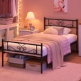 thumbnail image 2 of Yoneston Twin Size Metal Platform Bed Frame with Headboard for Kids and Teens, Black, 2 of 7
