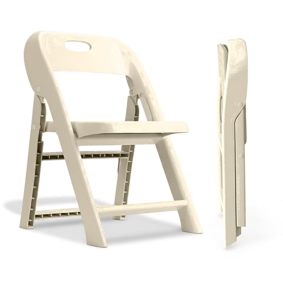 Giggle & Play Portable Lightweight Folding Chairs, Kids Toddler Chair with Backrest, Beige, 2 Pack