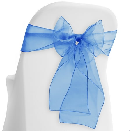 

Lann s Linens - 100 Elegant Organza Wedding/Party Chair Cover Sashes/Bows - Ribbon Tie Back Sash - Royal Blue
