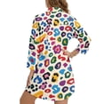 thumbnail image 2 of Xoenoiee Colorful Leopard Print Women's Swimsuit Cover Ups Shirt V-Neck Button Down Bathing Suit Coverups Beach Tunic Tops Resort Wear Plus Size, M, 2 of 7
